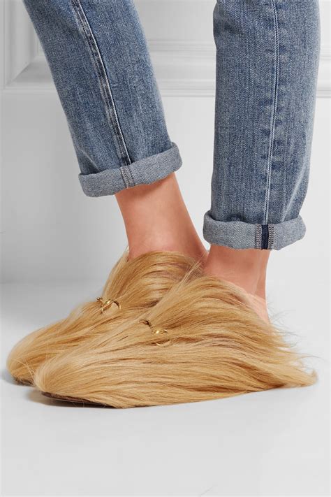 gucci horsebit hair slippers|gucci chewbacca slippers.